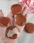 Flower Jasper Red Jasper Natural Crystal Palm Stone Worry Stone Meditation Tool - Root Chakra