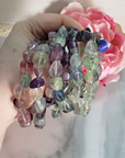 Fluorite Crystal Natural Gemstone Nugget Bead Bracelet - Handful of Bracelets