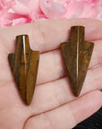 Unique Tiger Iron Crystal Arrowheads Natural Gemstones | Set of 2 Drilled Arrowheads - 3