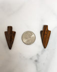Unique Tiger Iron Crystal Arrowheads Natural Gemstones | Set of 2 Drilled Arrowheads - 4