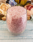 Rose Quartz Freeform Tumbled Crystal Chips - By the Ounce - In Glass Goblet