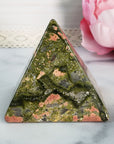 Unique Unakite Stone Natural Crystal Pyramid | 2 Inch Base | Frolic