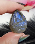 Unique 29 Carat Labradorite Cabochon Natural Gemstone Carving | Gardenia