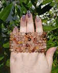 Golden Healer Hematoid Quartz Crystal Natural Gemstone 5-6mm Bead Bracelet - In Sunlight