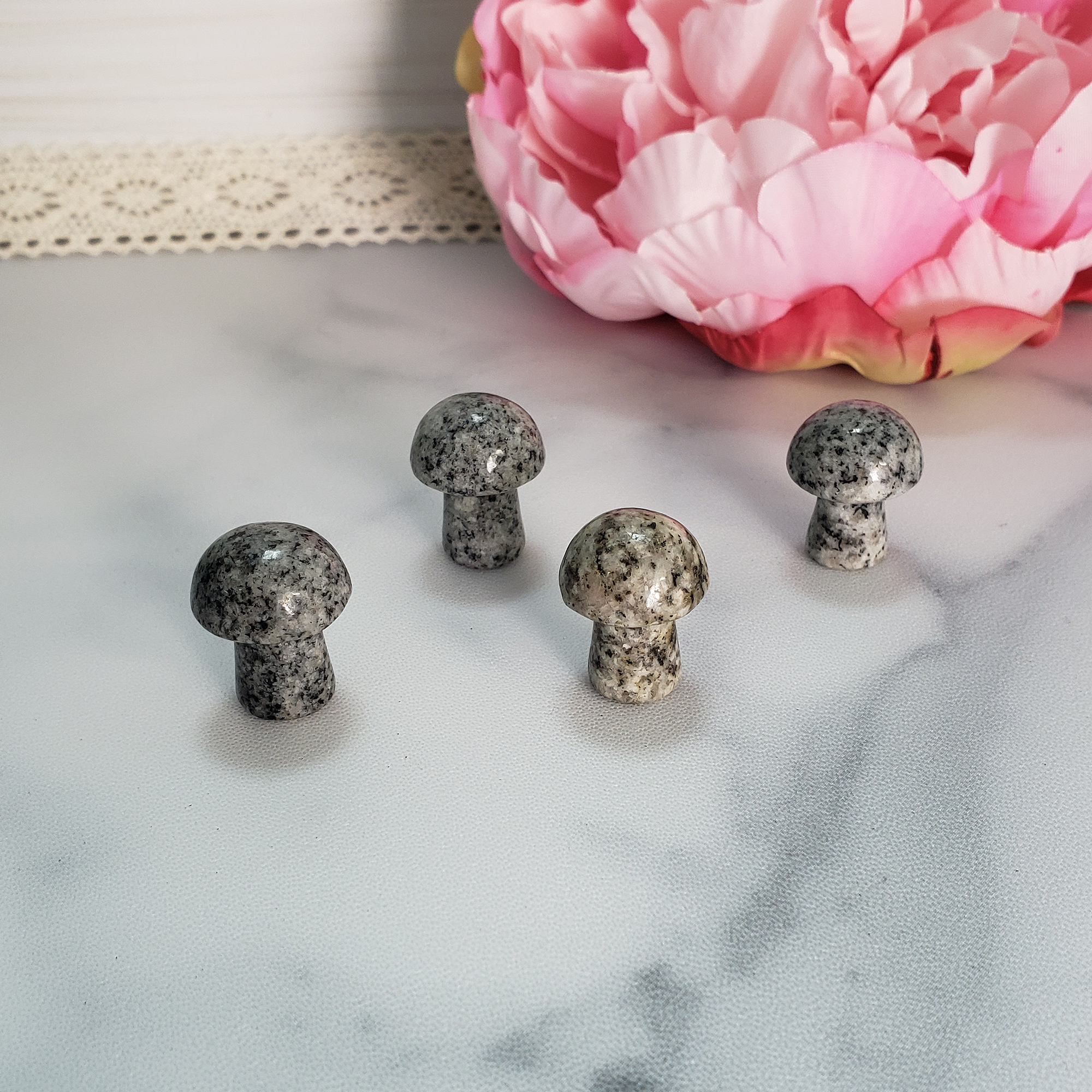 Granite Rock Natural Gemstone Mushroom Toadstool Mini Carving - Crystal Shrooms
