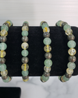 Good Luck Crystals | Citrine Pyrite & Green Aventurine Natural Gemstone 5-6mm Beaded Bracelet - 5