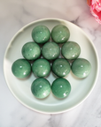Green Aventurine Natural Crystal Sphere Gemstone Orb - One 30mm Sphere - Orbs in White Ceramic Dish