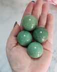 Green Aventurine Natural Crystal Sphere Gemstone Orb - One 30mm Sphere - Four Orbs in Hand