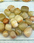 Green Calcite Crystal with Aragonite Natural Tumbled Stone | aka Marble Green Onyx - 2