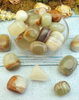 Green Calcite Crystal with Aragonite Natural Tumbled Stone | aka Marble Green Onyx - 5