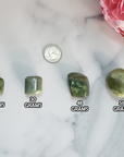 Grossularite | Green Grossular Garnet Crystal Natural Tumbled Stone | Multiple Sizes - Size Comparisons