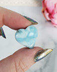 Unique High Quality Larimar Stone Heart Natural Gemstone Cabochon | Harlequin - 1