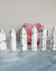 White Howlite Crystal Tower Natural Gemstone Point Obelisk Tower | MEDIUM