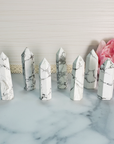 White Howlite Crystal Tower Natural Gemstone Point Obelisk Tower | MEDIUM - White Howlite Crystal Obelisks
