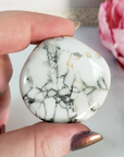 White Howlite Natural Crystal Palm Stone Worry Stone Meditation Tool - 1