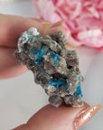 Unique Cavansite Crystal Cluster with Colorless Stilbite on Basalt Matrix Natural Mineral Formation | Hydra - 2