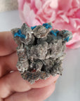Unique Cavansite Crystal Cluster with Colorless Stilbite on Basalt Matrix Natural Mineral Formation | Hydra - 3