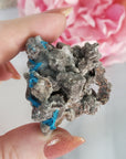 Unique Cavansite Crystal Cluster with Colorless Stilbite on Basalt Matrix Natural Mineral Formation | Hydra - 1