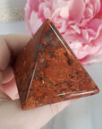 Unique Brecciated Flower Red Jasper Gemstone Natural Crystal Pyramid | 2 Inch Base | Integrity - 2