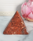 Unique Brecciated Flower Red Jasper Gemstone Natural Crystal Pyramid | 2 Inch Base | Integrity - 1