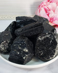 Raw Black Tourmaline Crystal Natural Rough Gemstone | Mineral Specimens