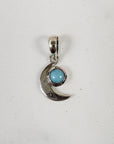 Unique Larimar Stone 925 Sterling Silver Crescent Moon Pendant - 1