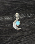 Unique Larimar Stone 925 Sterling Silver Crescent Moon Pendant