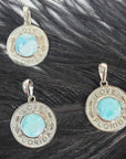 Larimar Stone Blue Pectolite Natural Gemstone 925 Sterling Silver Pendant | Love Florida - 2