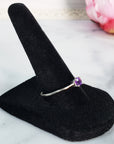 Amethyst Crystal Solitaire Natural Gemstone 925 Sterling Silver Ring | Laurette - 4