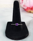 Amethyst Crystal Solitaire Natural Gemstone 925 Sterling Silver Ring | Laurette