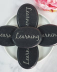 Black Basalt Rock Natural Crystal Etched Affirmation Stone | Learning