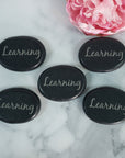 Black Basalt Rock Natural Crystal Etched Affirmation Stone | Learning - 4