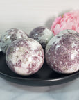 Lepidolite Stone in Milky Quartz Crystal Sphere Natural Gemstone Orb | 50mm - 55mm