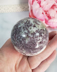 Lepidolite Stone in Milky Quartz Crystal Sphere Natural Gemstone Orb | 50mm - 55mm - 5