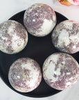 Lepidolite Stone in Milky Quartz Crystal Sphere Natural Gemstone Orb | 50mm - 55mm - 6