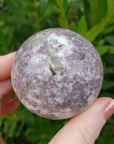 Lepidolite Stone in Milky Quartz Crystal Sphere Natural Gemstone Orb | 50mm - 55mm - 1