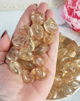 Light Golden Aura Quartz Crystal Gemstone Freeform Tumbled Stone - Golden Rainbow Crystal