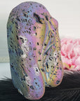 Unique Rainbow Aura Quartz & Pyrite Crystal Vulva Druzy Gemstone Vagina Sculpture | Lila - 3