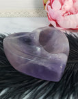 Unique Purple Fluorite Crystal Bowl Natural Gemstone Heart Shaped Bowl | Manawa - 1