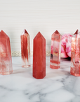 Strawberry Obsidian Cherry Quartz Crystal Manmade Gemstone Tower Point - 4