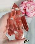 Strawberry Obsidian Cherry Quartz Crystal Manmade Gemstone Tower Point - 2