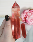 Strawberry Obsidian Cherry Quartz Crystal Manmade Gemstone Tower Point - 5