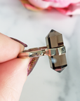 Unique Smoky Quartz Crystal Natural Gemstone 925 Sterling Silver Ring - Maxine | Size 5 - 3