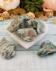 Raw Fuchsite Muscovite Mica Natural Rough Gemstone - Medium One Stone - In Selenite Bowl