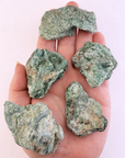 Raw Fuchsite Muscovite Mica Natural Rough Gemstone - Medium One Stone - Hand White Background