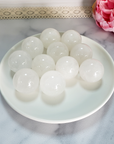 Milky Quartz Natural Gemstone Sphere Crystal Orb Marble - One 30mm Sphere - Milky Quartz Crystal Balls in White Ceramic Dish