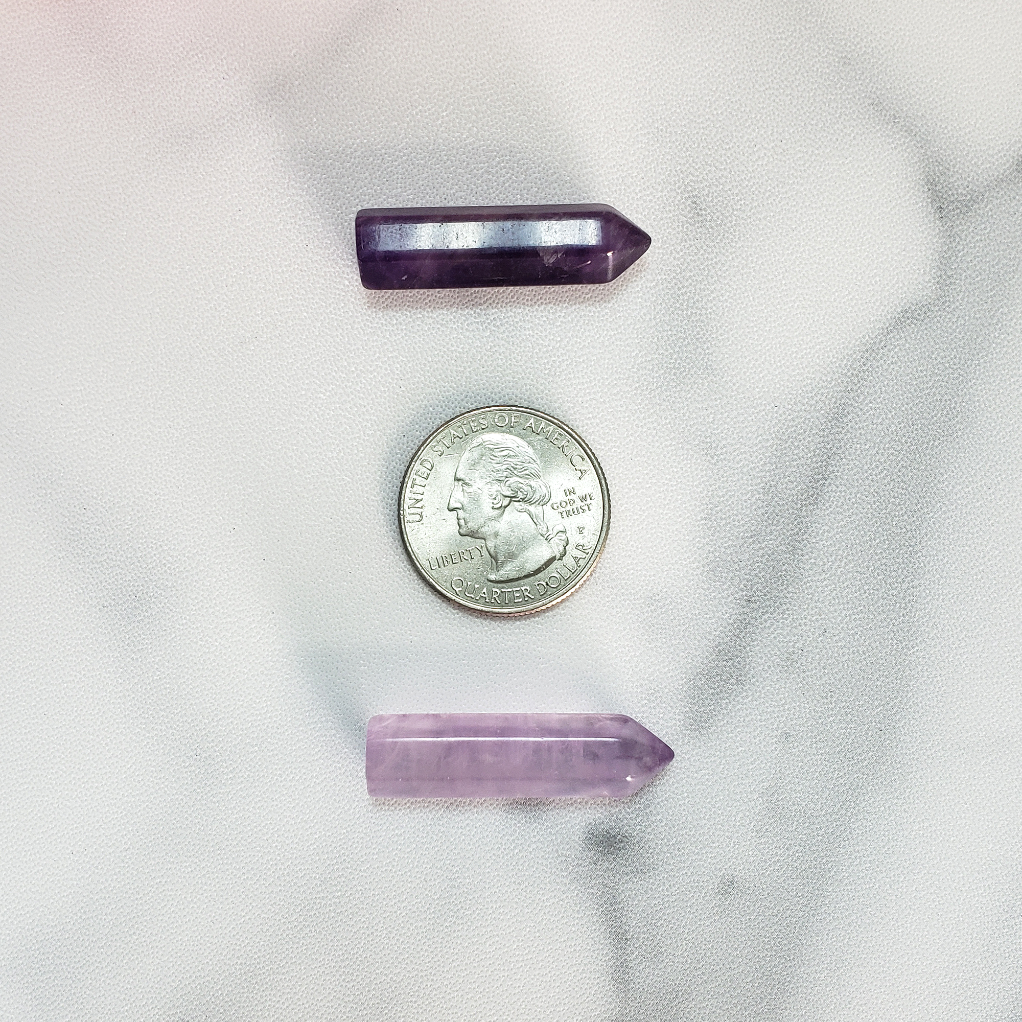 Amethyst Crystal Natural Gemstone Tower Point | MINI - Size Comparison