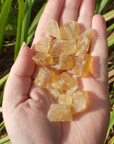 Honey Calcite Natural Raw Crystals Rough Gemstones - 3 Mini Stones - In Direct Sunlight