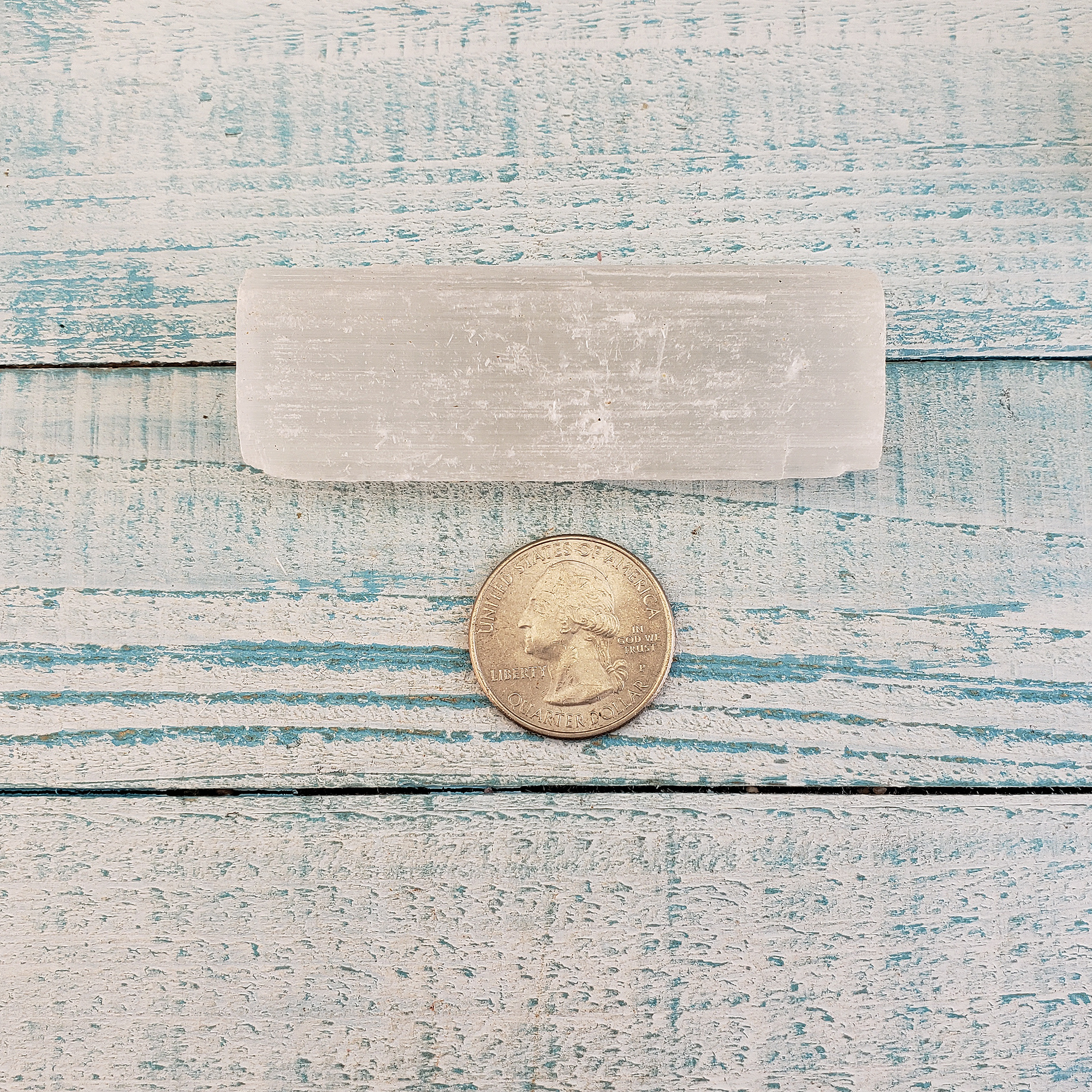 MINI Rough Selenite Crystal Stick - One 2.5 Inch Stick - Size Comparison