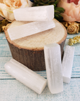 MINI Rough Selenite Crystal Stick - One 2.5 Inch Stick - Group Photo